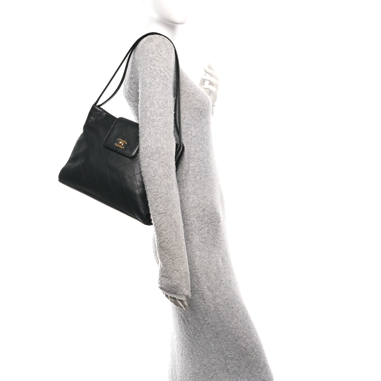 Chanel Lambskin Quilted CC Flap Shoulder Bag Black