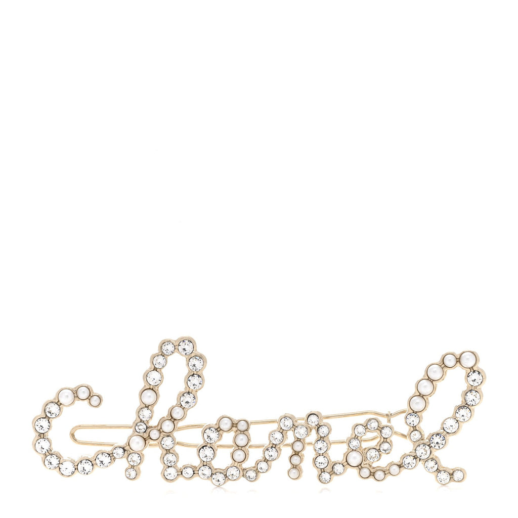 Metal Glass Swirling Pearls Hair Clip Gold