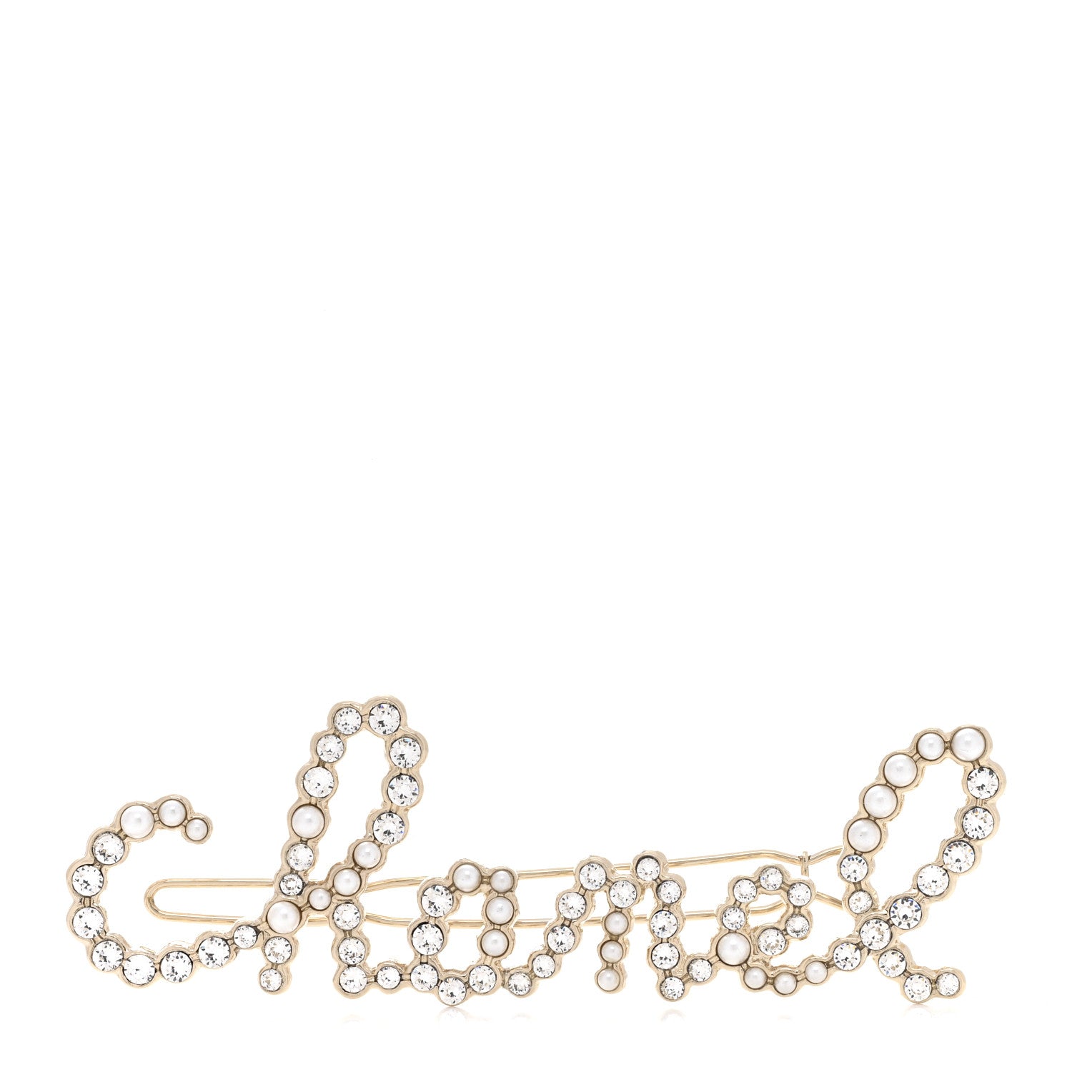 Metal Glass Swirling Pearls Hair Clip Gold