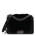 Chanel Orylag Rabbit Fur Calfskin Small Boy Flap Black