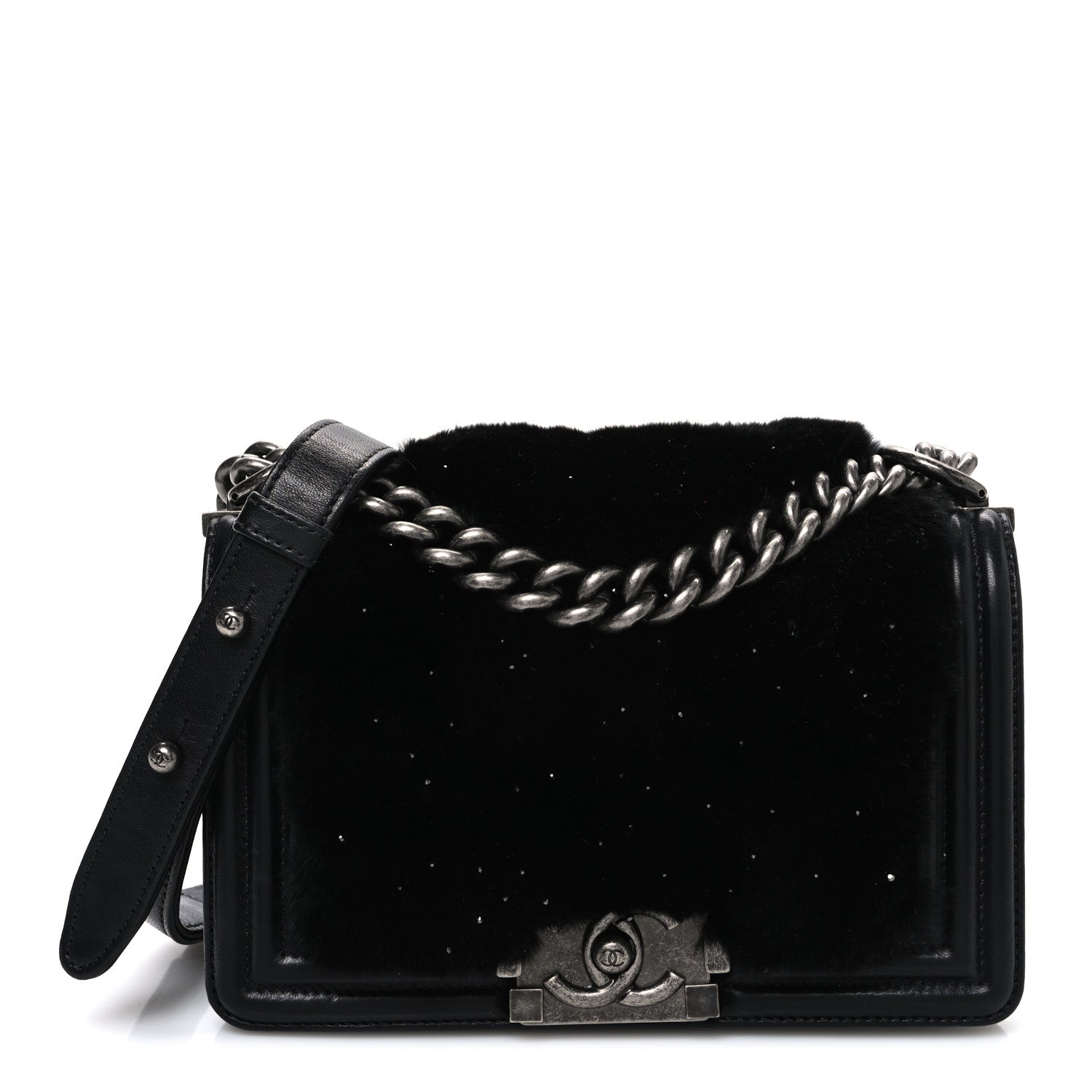 Chanel Orylag Rabbit Fur Calfskin Small Boy Flap Black