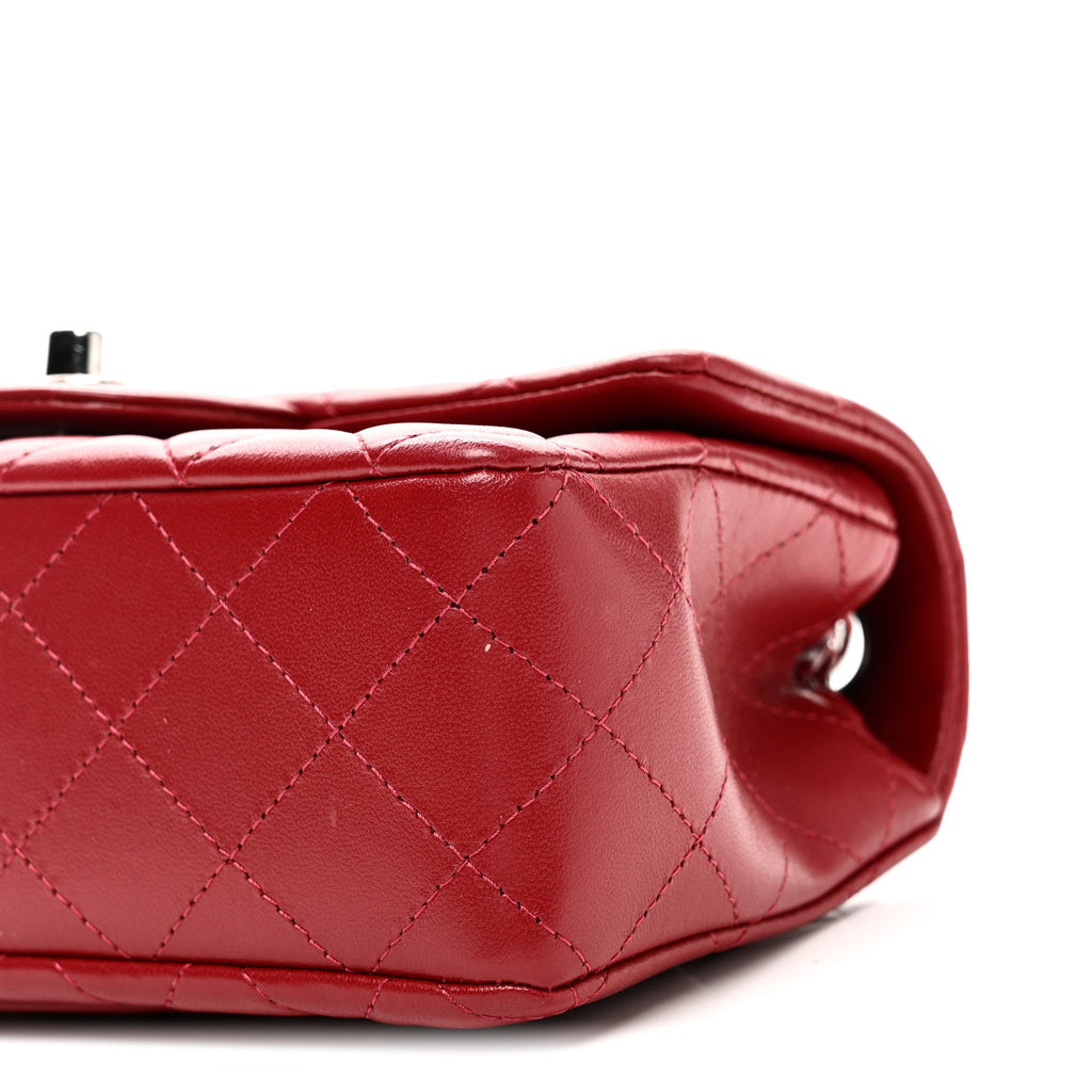 Chanel Lambskin Quilted Mini Rectangular Flap Red
