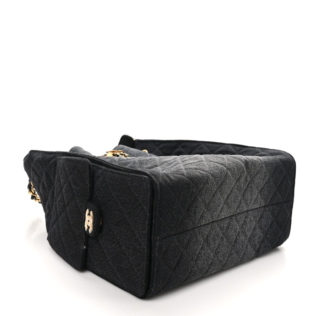 Chanel Washed Denim Quilted Medium Chanel 25 Handbag Black