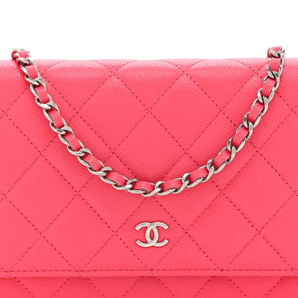 Chanel Caviar Quilted Wallet on Chain WOC Dark Pink