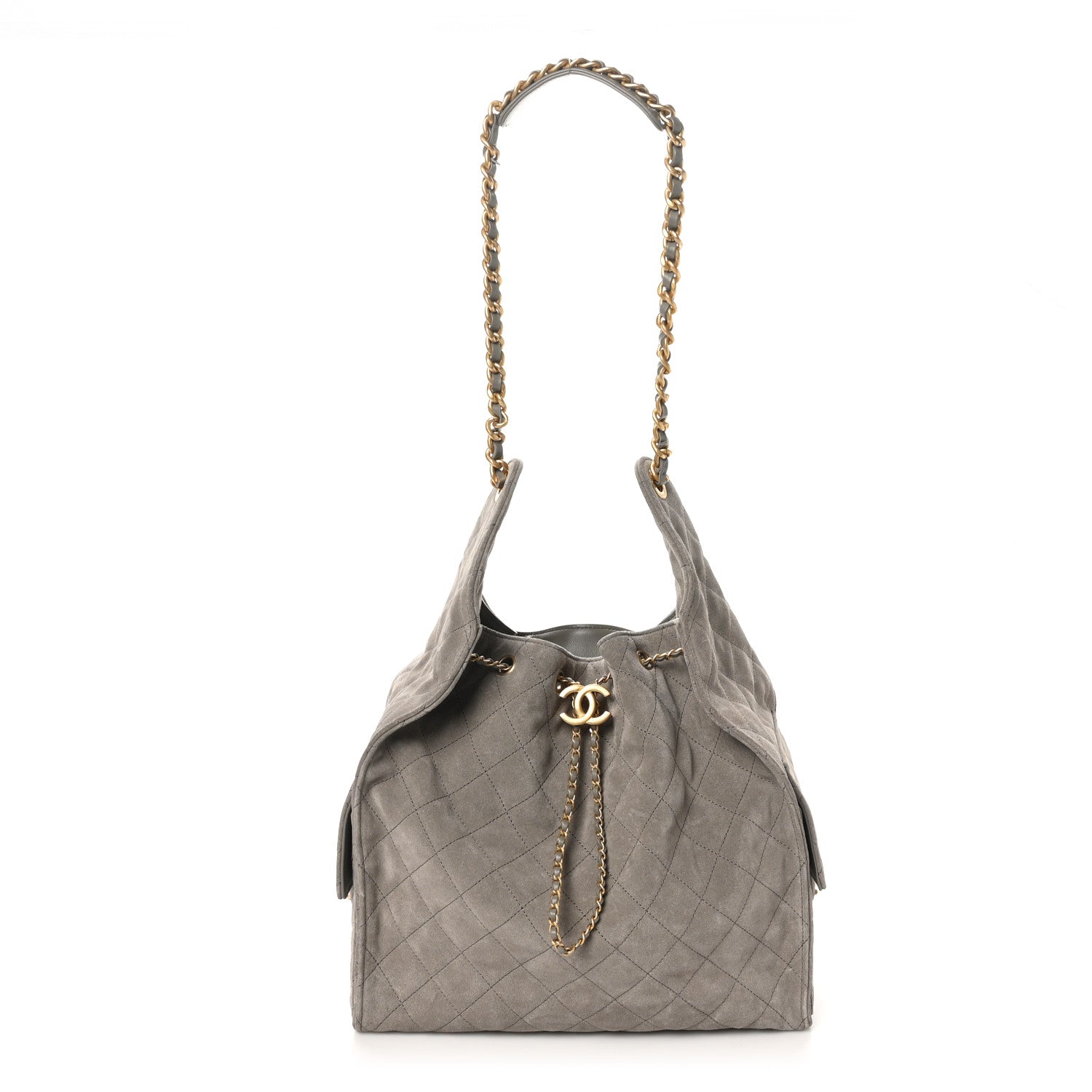 Chanel Suede Quilted Medium Chanel 25 Handbag Dark Grey