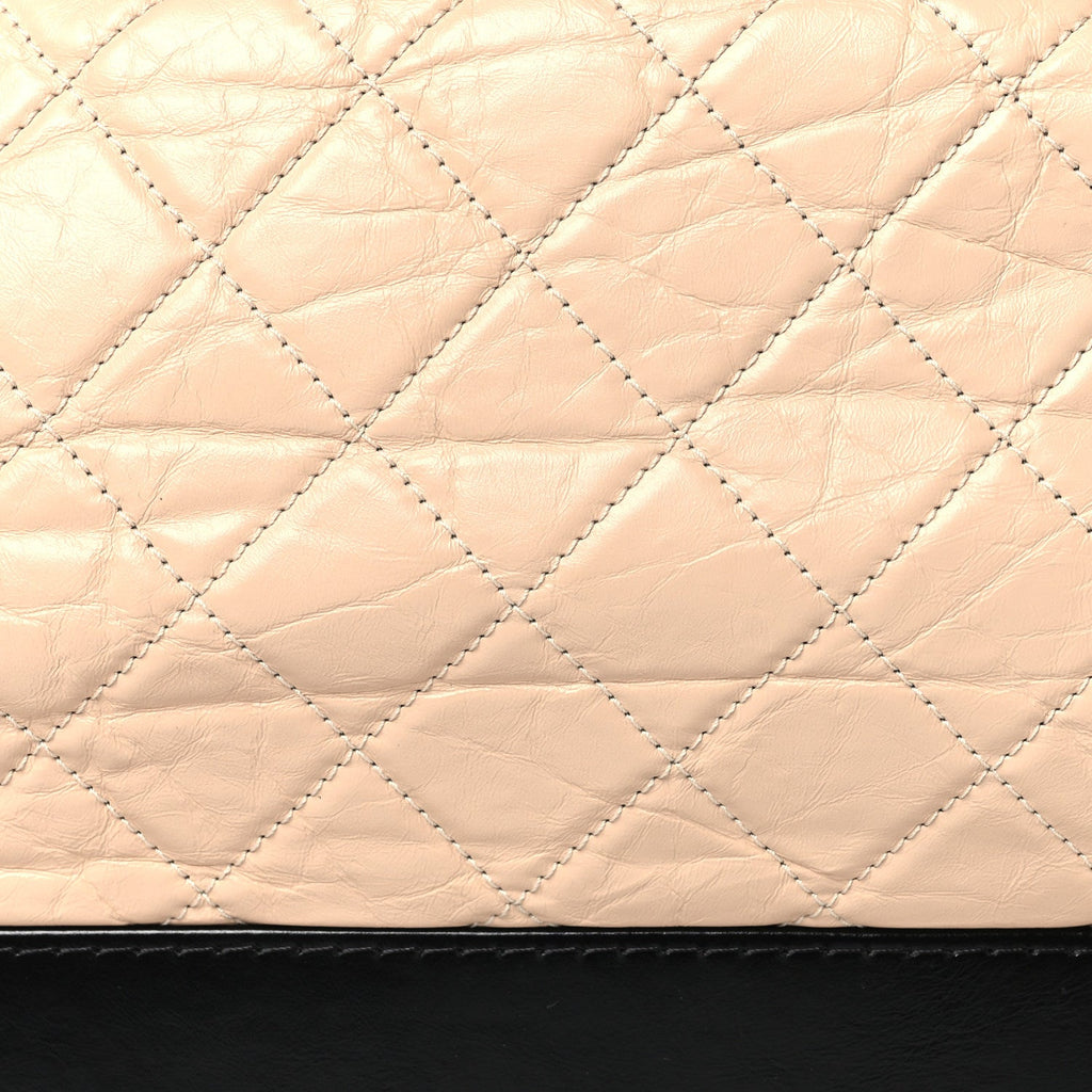 Chanel Aged Calfskin Quilted Medium Gabrielle Hobo Beige Black