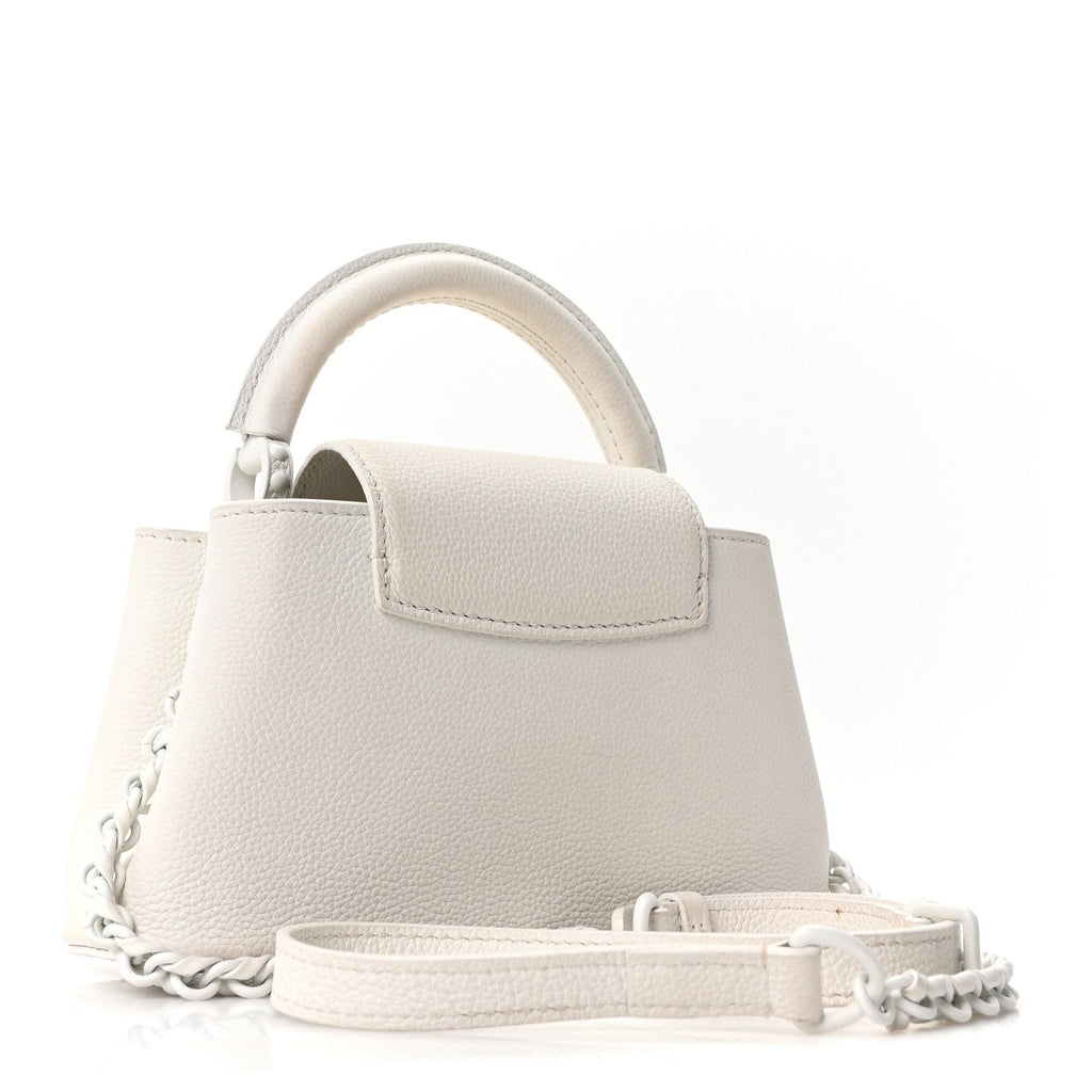 Louis Vuitton Taurillon Capucines East West Mini Optic White