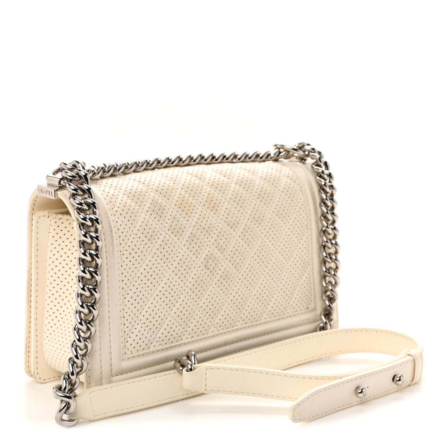 Chanel Lambskin Perforated Medium Boy Flap White