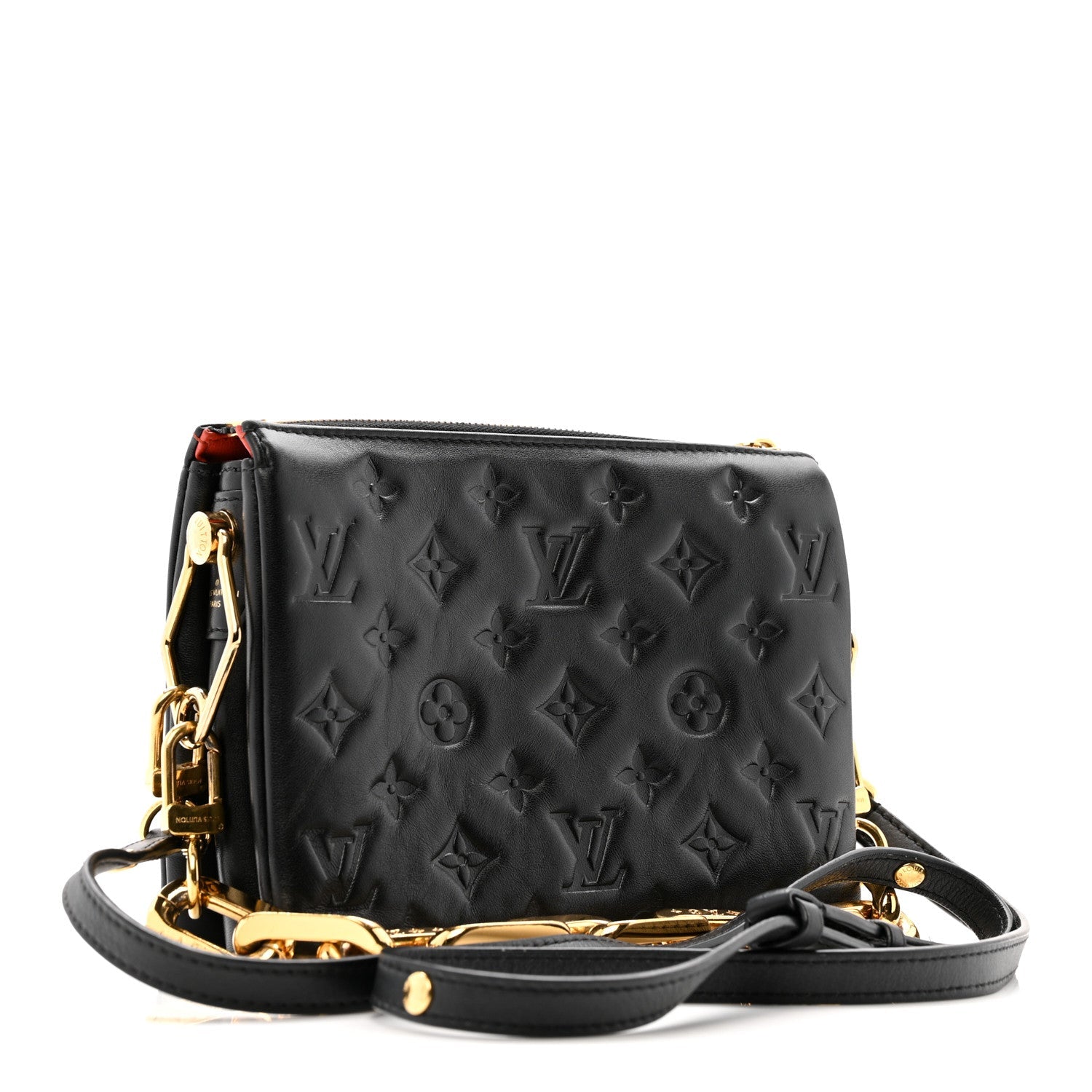 Louis Vuitton Lambskin Embossed Monogram Coussin BB Black
