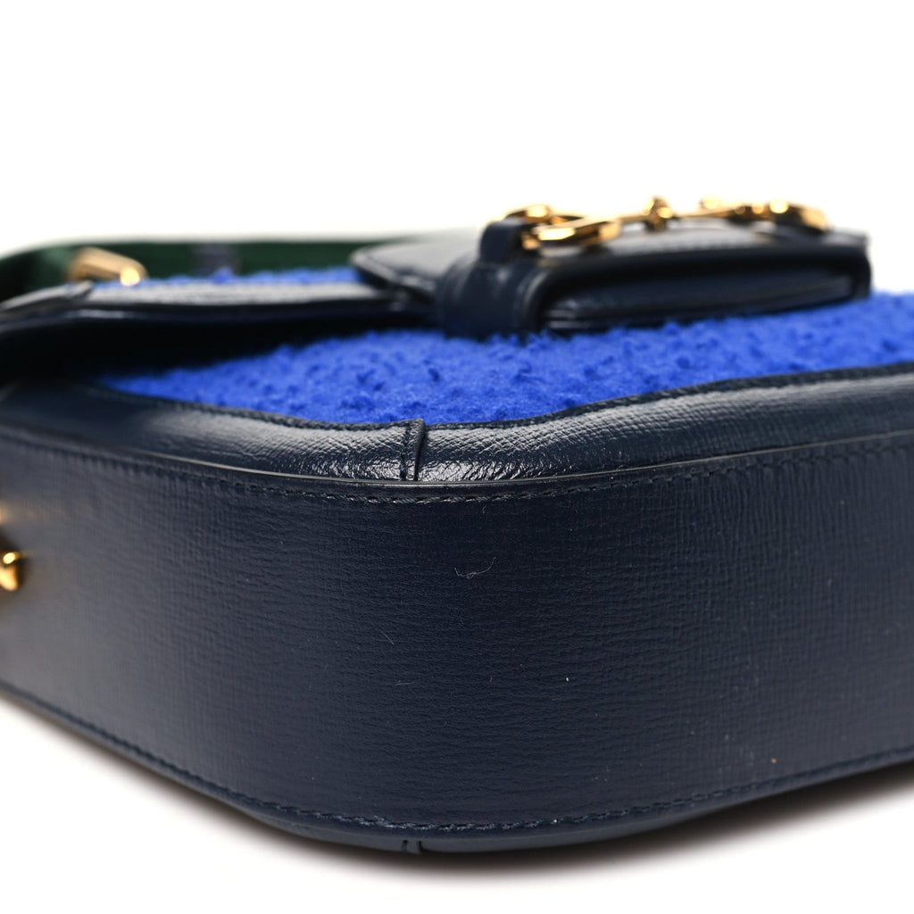 Gucci Casy Wool Azalea Calfskin Mini Horsebit 1955 Shoulder Bag Blue China