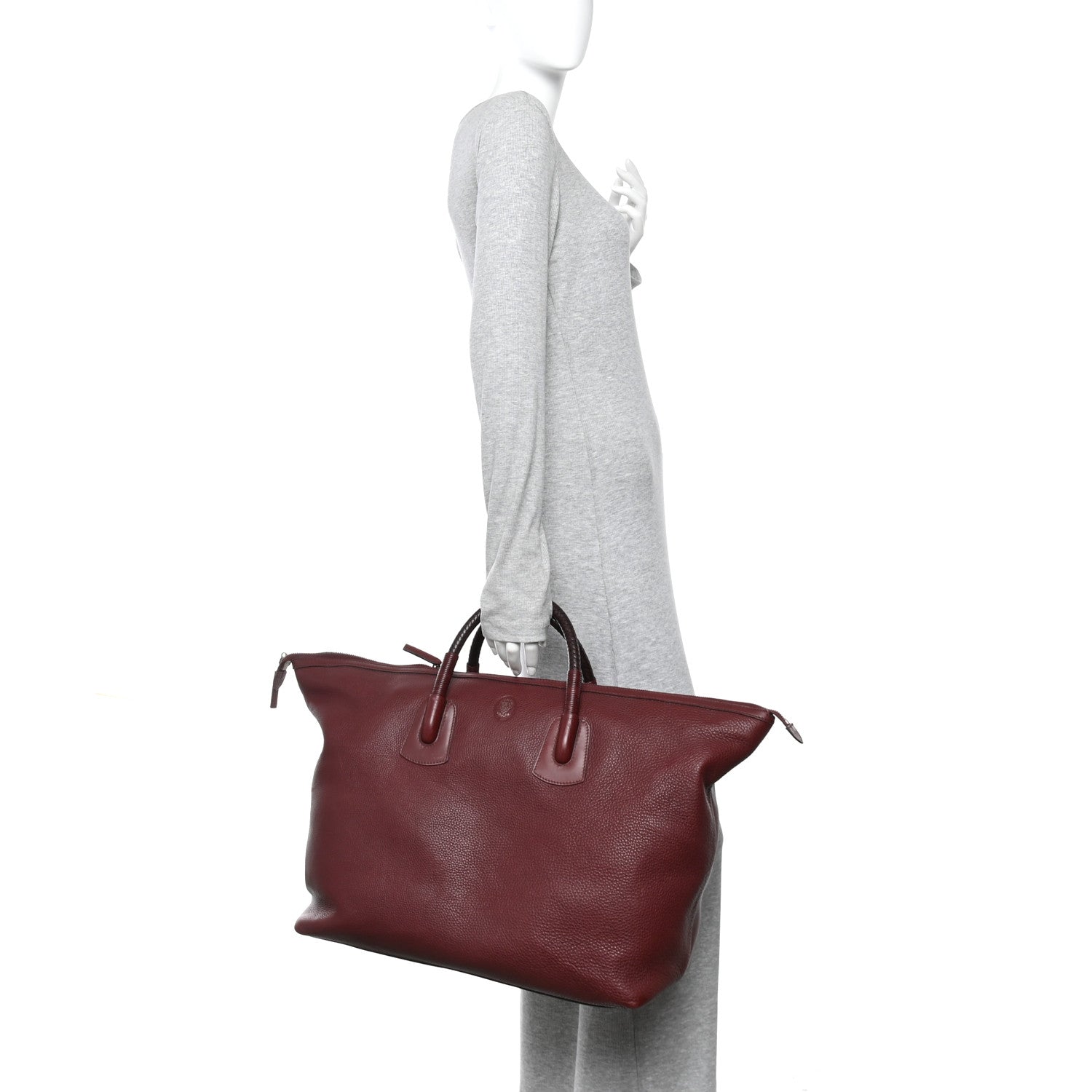 Gucci Grained Calfskin Duffle Bag Burgundy