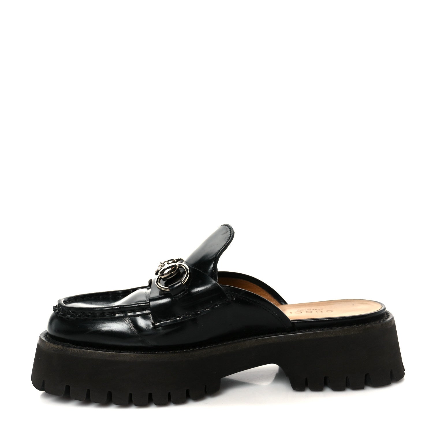 Gucci Magnum Calfskin Womens Horsebit Platform Mules 35.5 Black