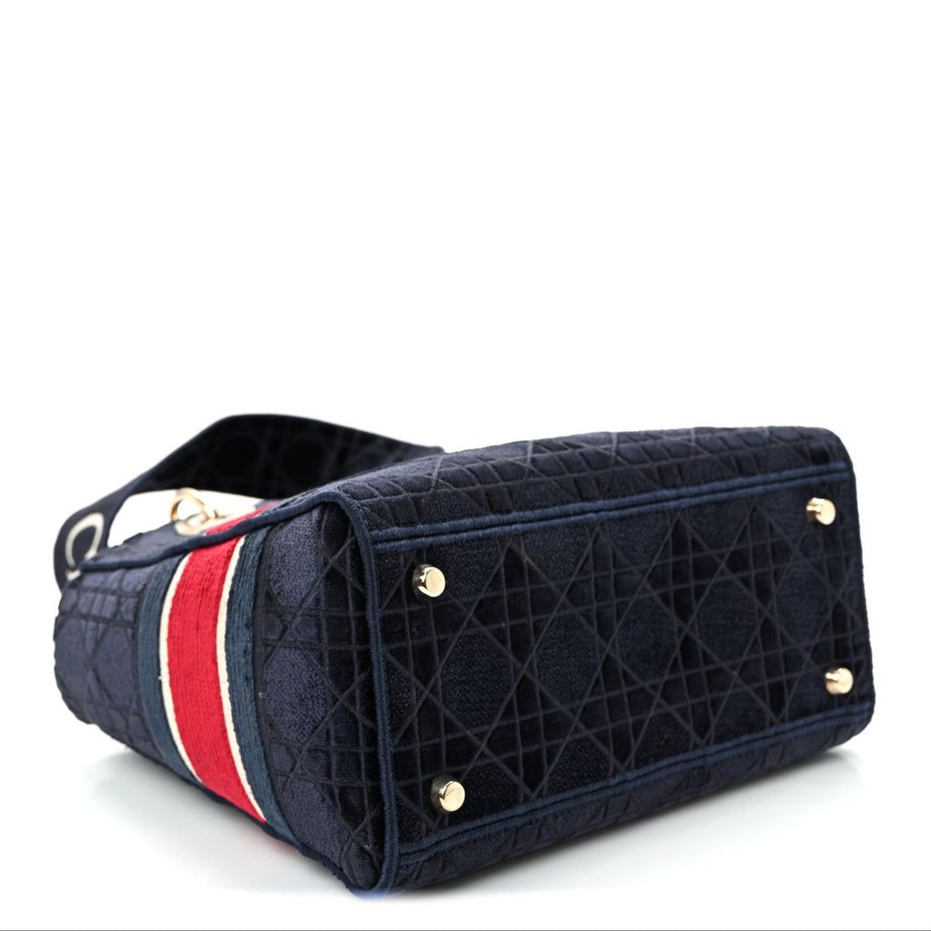 Christian Dior Velvet Cannage Medium Lady D-Lite Blue Red White