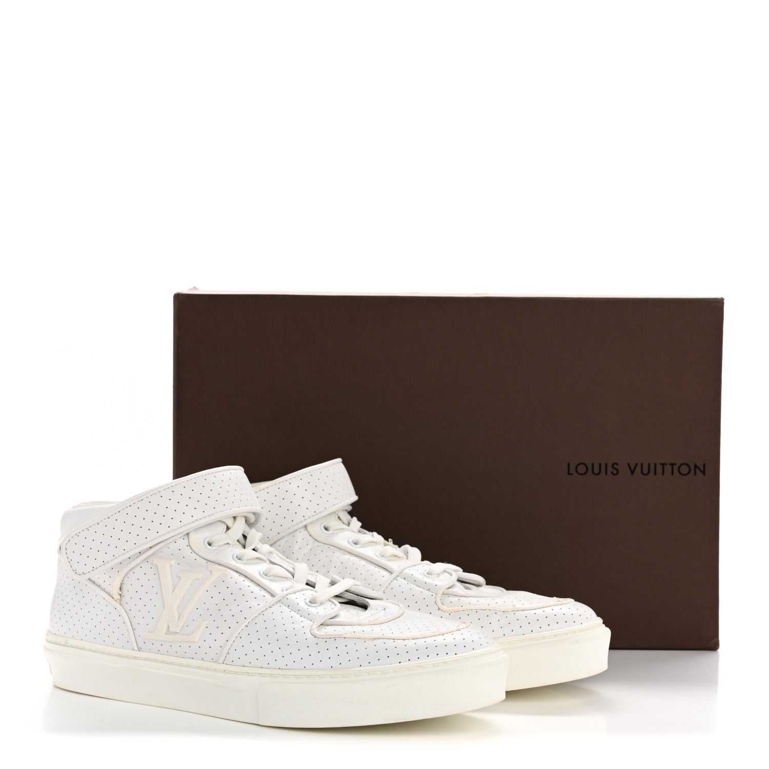 Louis Vuitton Calfskin Perforated Mens Acapulco Sneakers 8 White