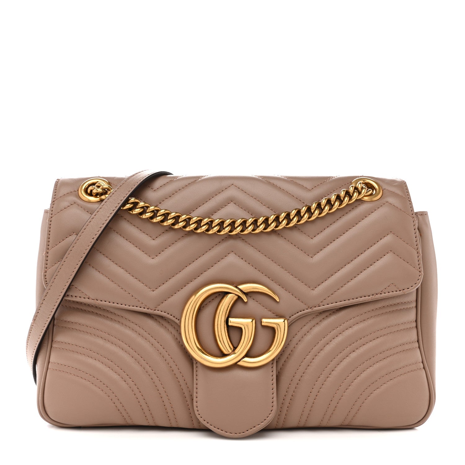 Gucci Calfskin Matelasse Medium GG Marmont Shoulder Bag Porcelain Rose