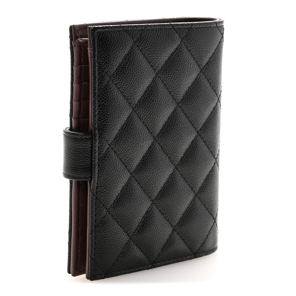 Caviar Quilted Passport Holder Black