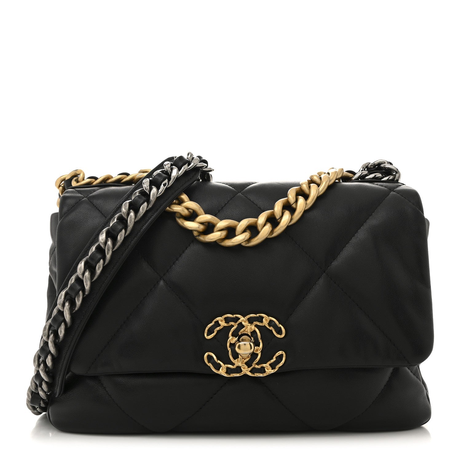 Chanel Lambskin Quilted Medium Chanel 19 Flap Black