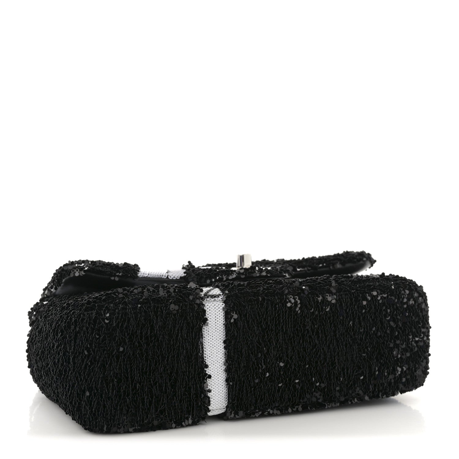 Chanel Sequin Ribbon Mini Rectangular Flap Black White