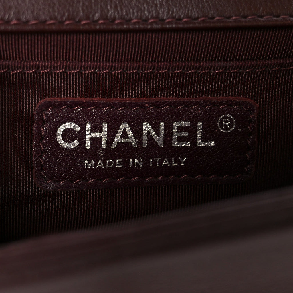 Chanel Calfskin Chevron Quilted Small Boy Flap Burgundy
