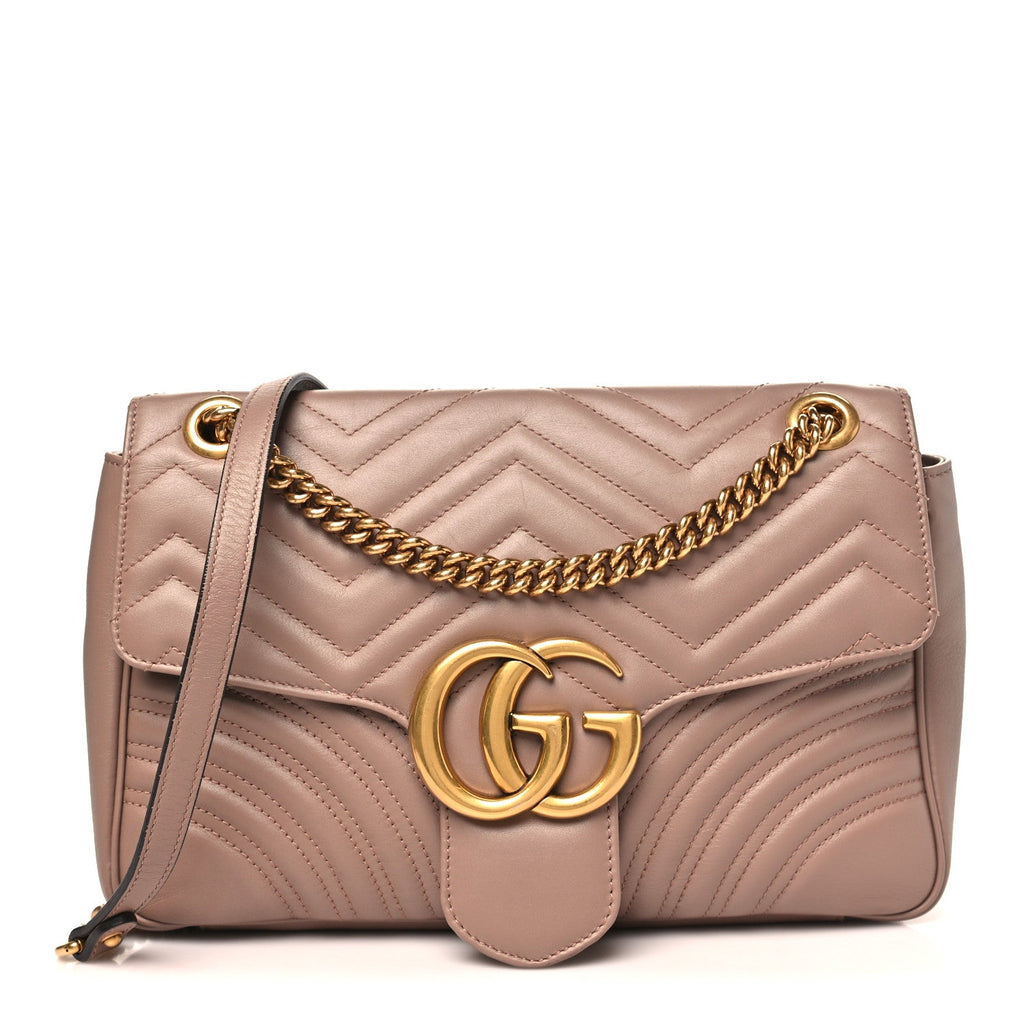 Gucci Calfskin Matelasse Medium GG Marmont Shoulder Bag Porcelain Rose