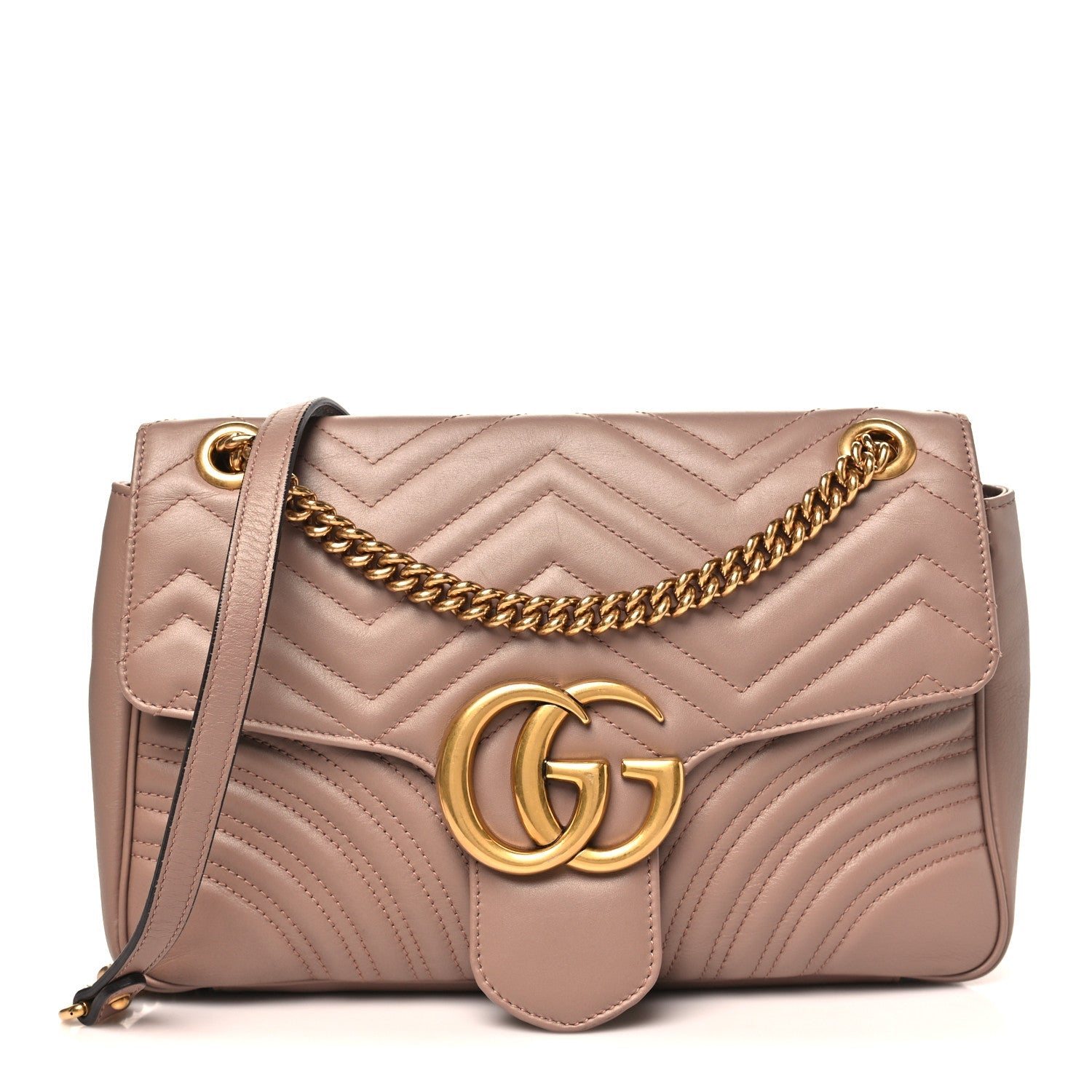 Gucci Calfskin Matelasse Medium GG Marmont Shoulder Bag Porcelain Rose