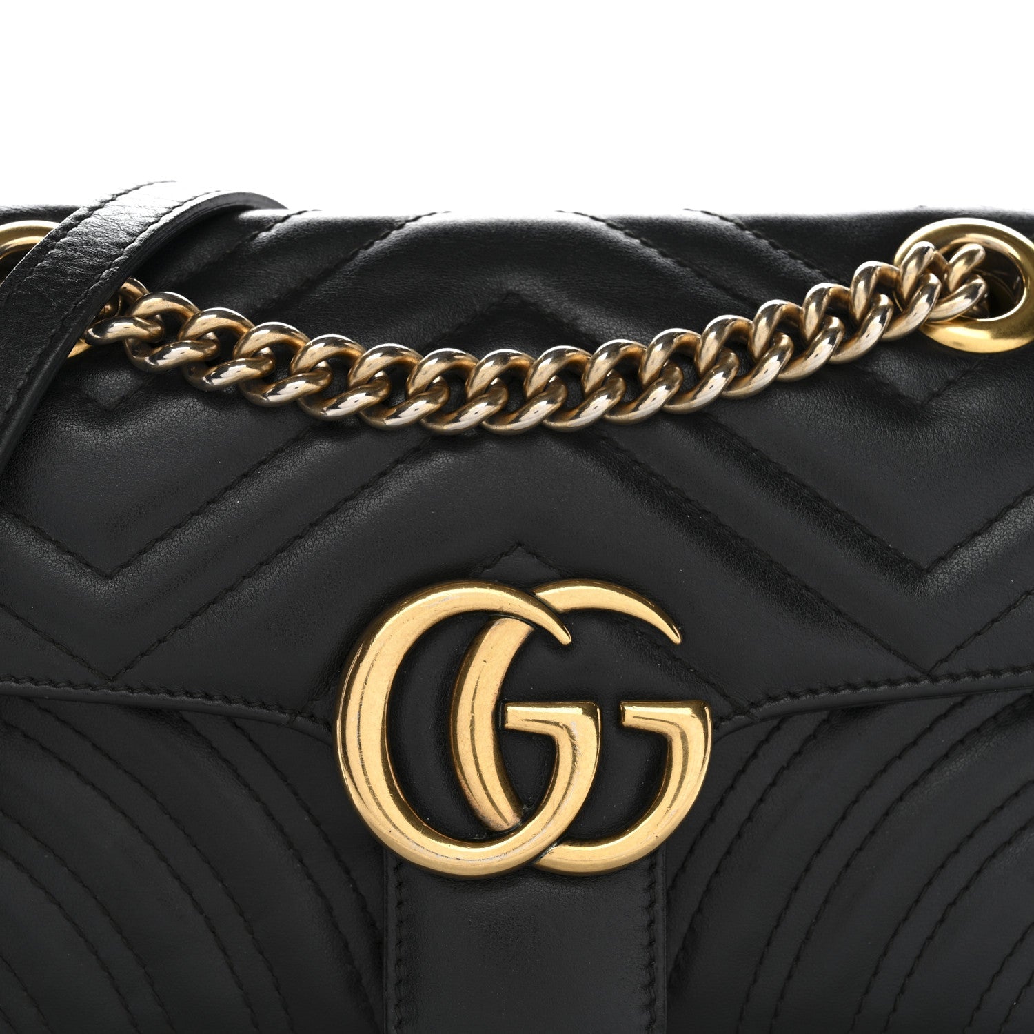 Gucci Calfskin Matelasse Mini GG Marmont Shoulder Bag Black