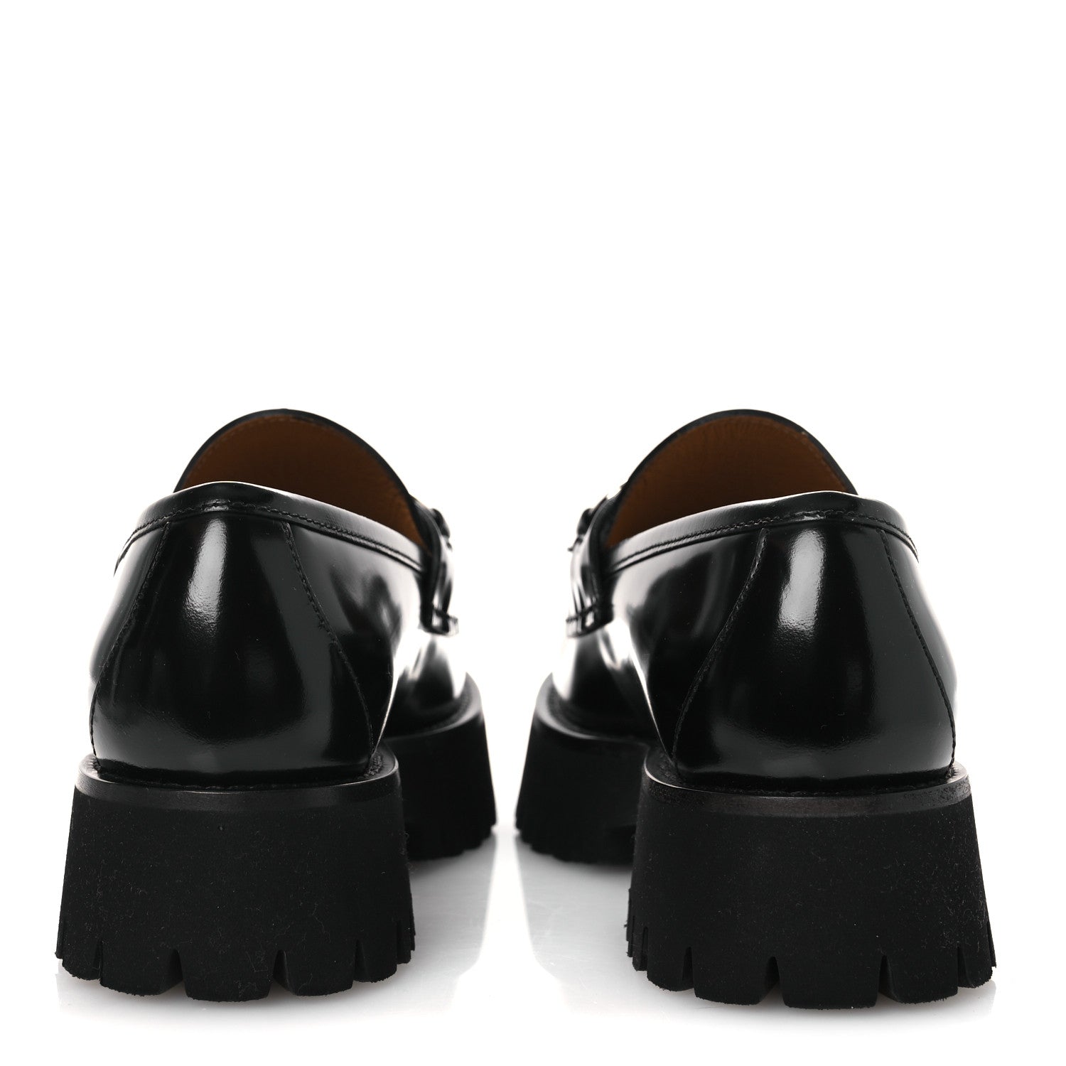 Gucci Cordovan Lux Womens Horsebit 45mm Platform Loafers 37.5 Black