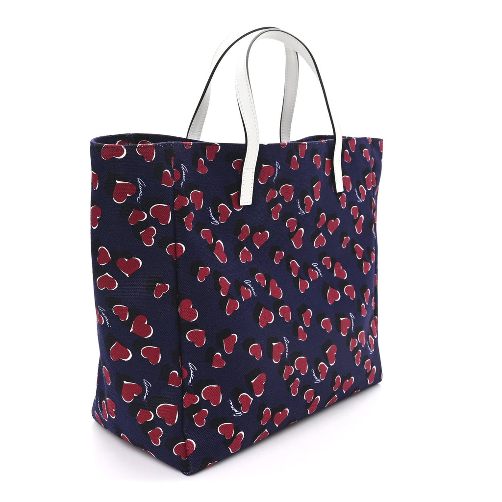 Gucci Canvas Heartbeat Print Medium Tote New Wine