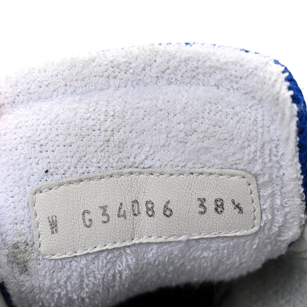 Calfskin Mesh Lycra Womens Logo Sneakers 38.5 Royal Blue