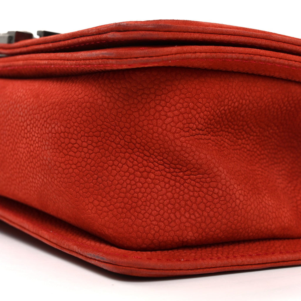 Chanel Suede Caviar Quilted Medium Boy Flap Red