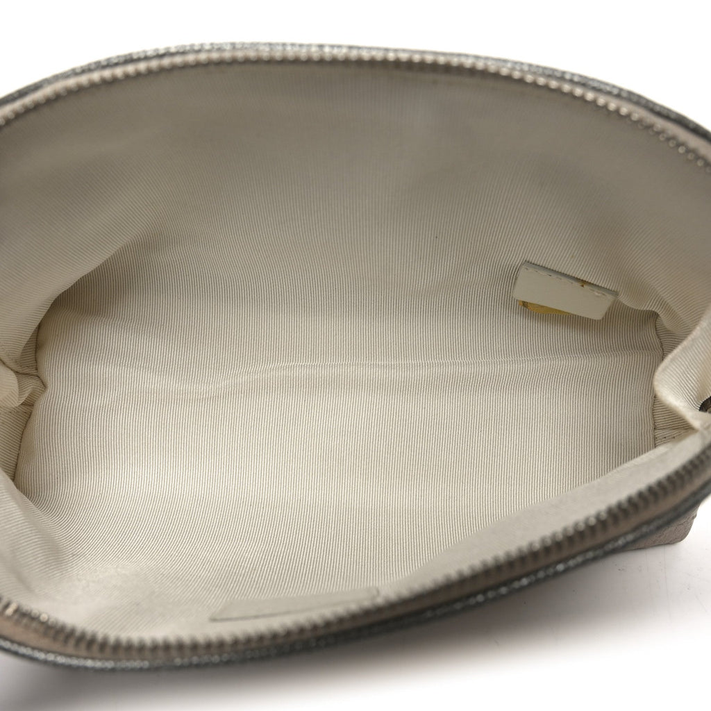 Metallic Calfskin Diamond Embossed Cosmetic Pouch Pink