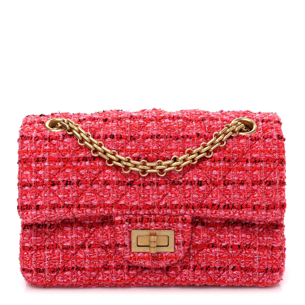Chanel Tweed Quilted Mini 2.55 Reissue Flap Red Ecru Black