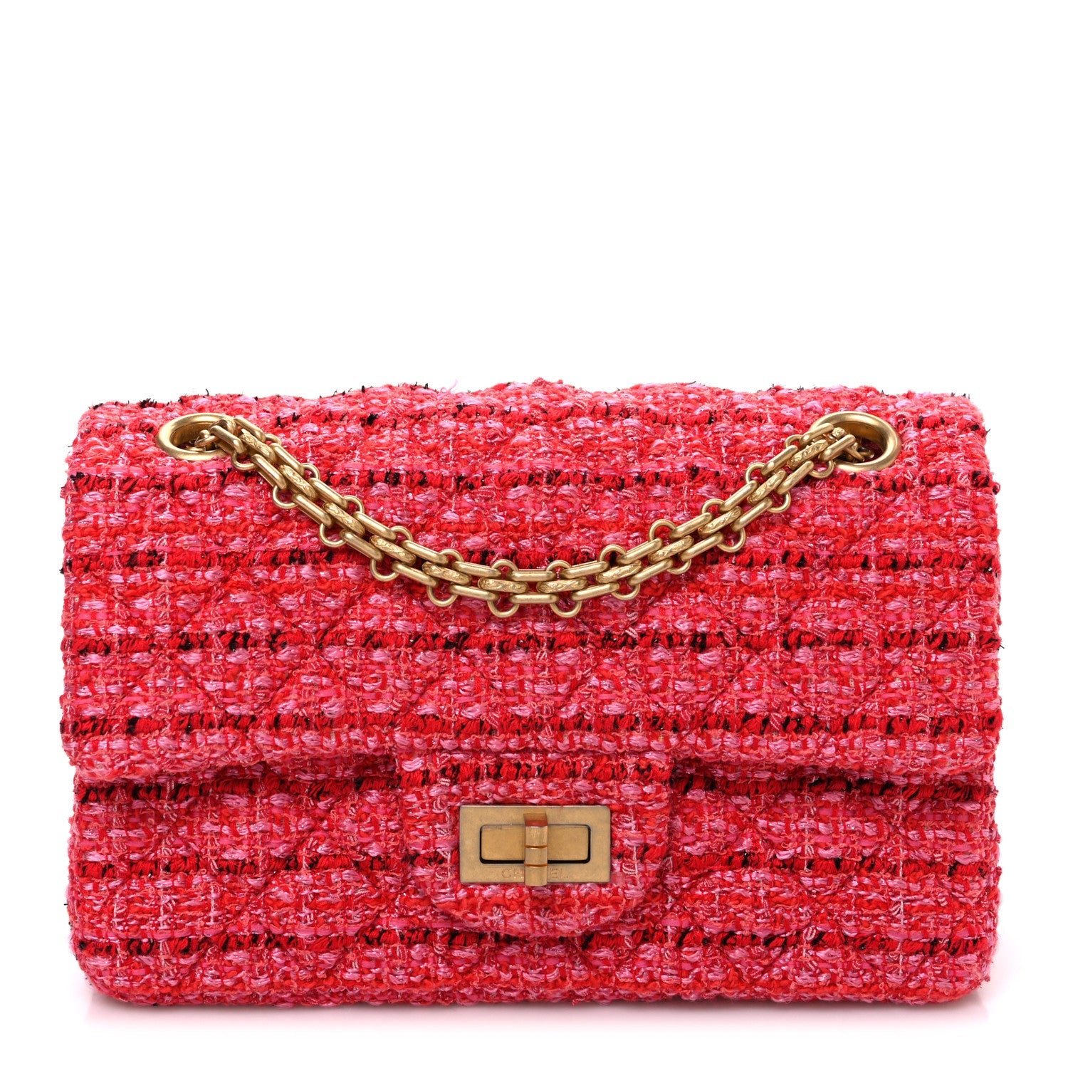 Chanel Tweed Quilted Mini 2.55 Reissue Flap Red Ecru Black