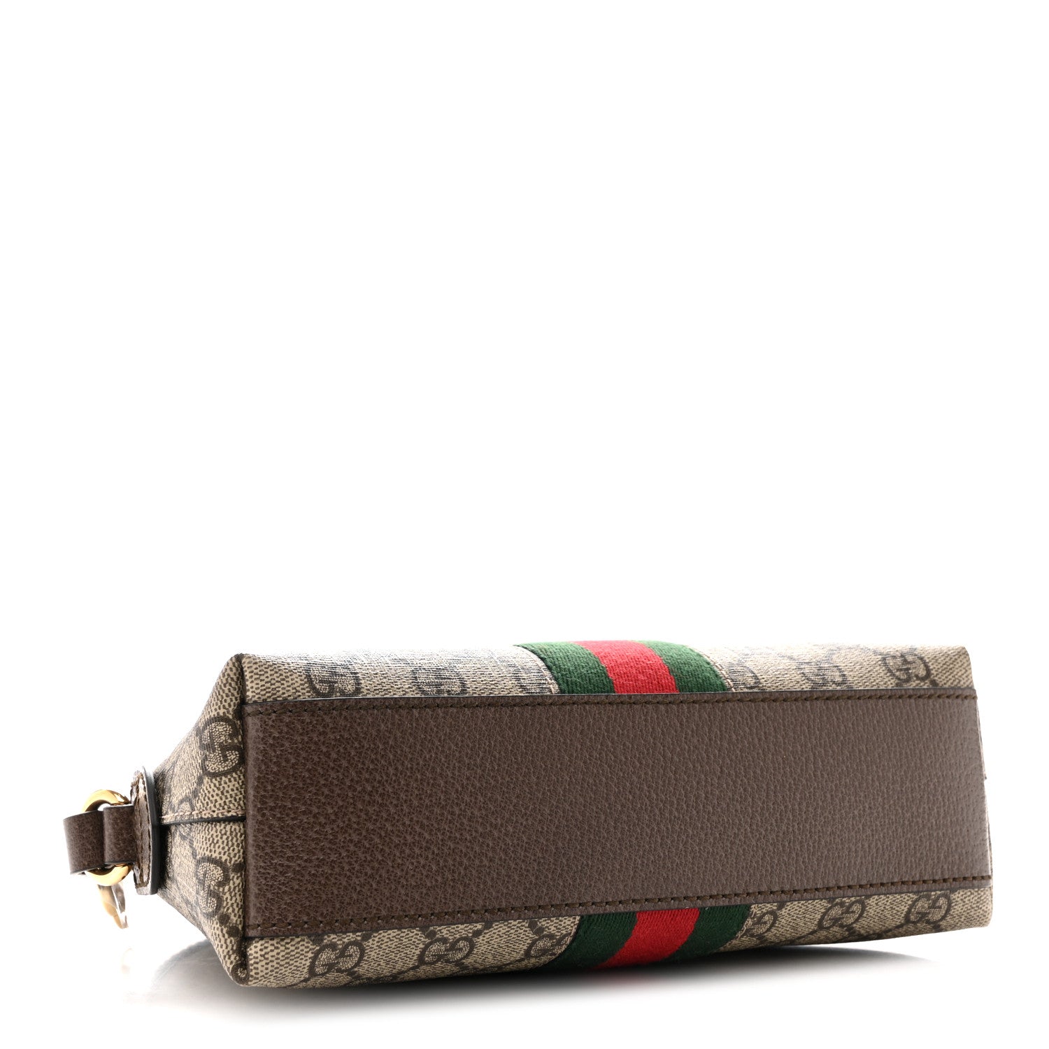 Gucci GG Supreme Monogram Textured Dollar Calfskin Web Small Ophidia Dome Shoulder Bag Beige Ebony New Acero