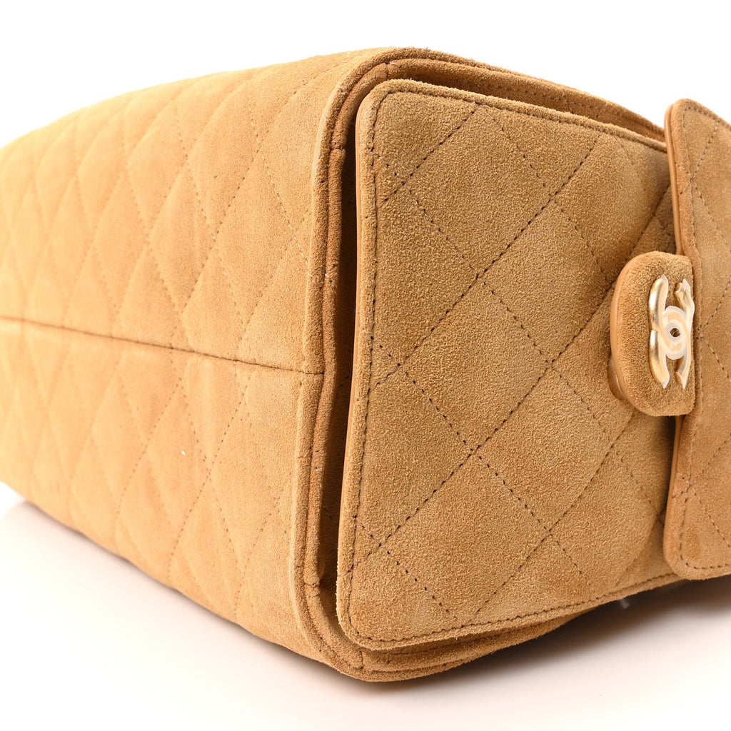 Chanel Suede Quilted Small Chanel 25 Handbag Beige