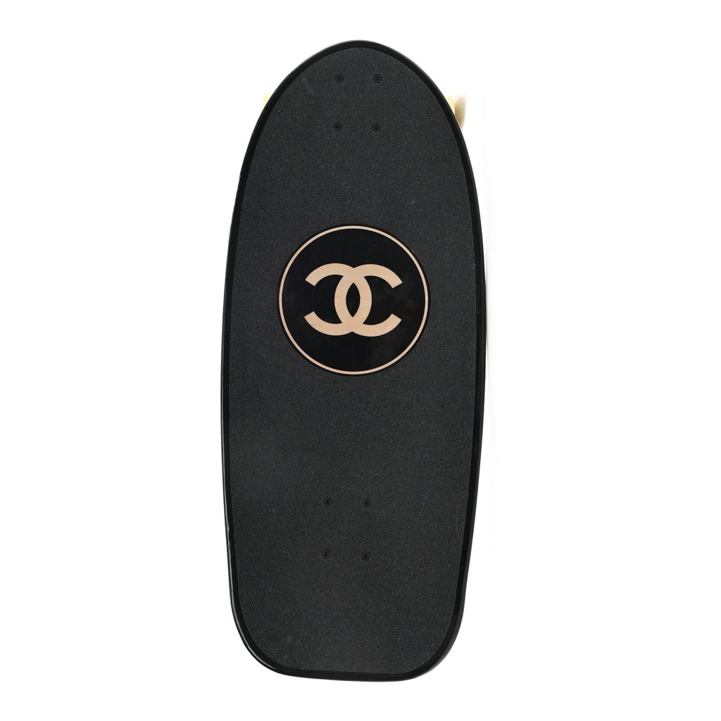 Lacquered Wood Logo Cruiser Skateboard Black Beige