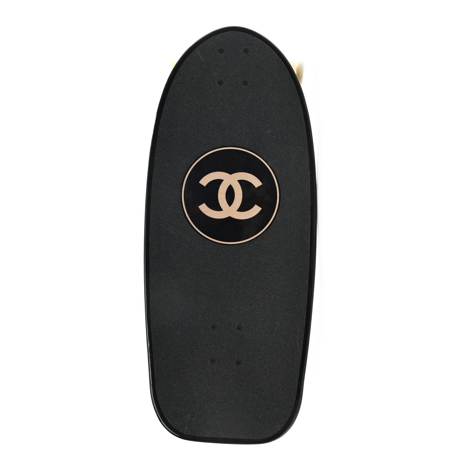 Lacquered Wood Logo Cruiser Skateboard Black Beige