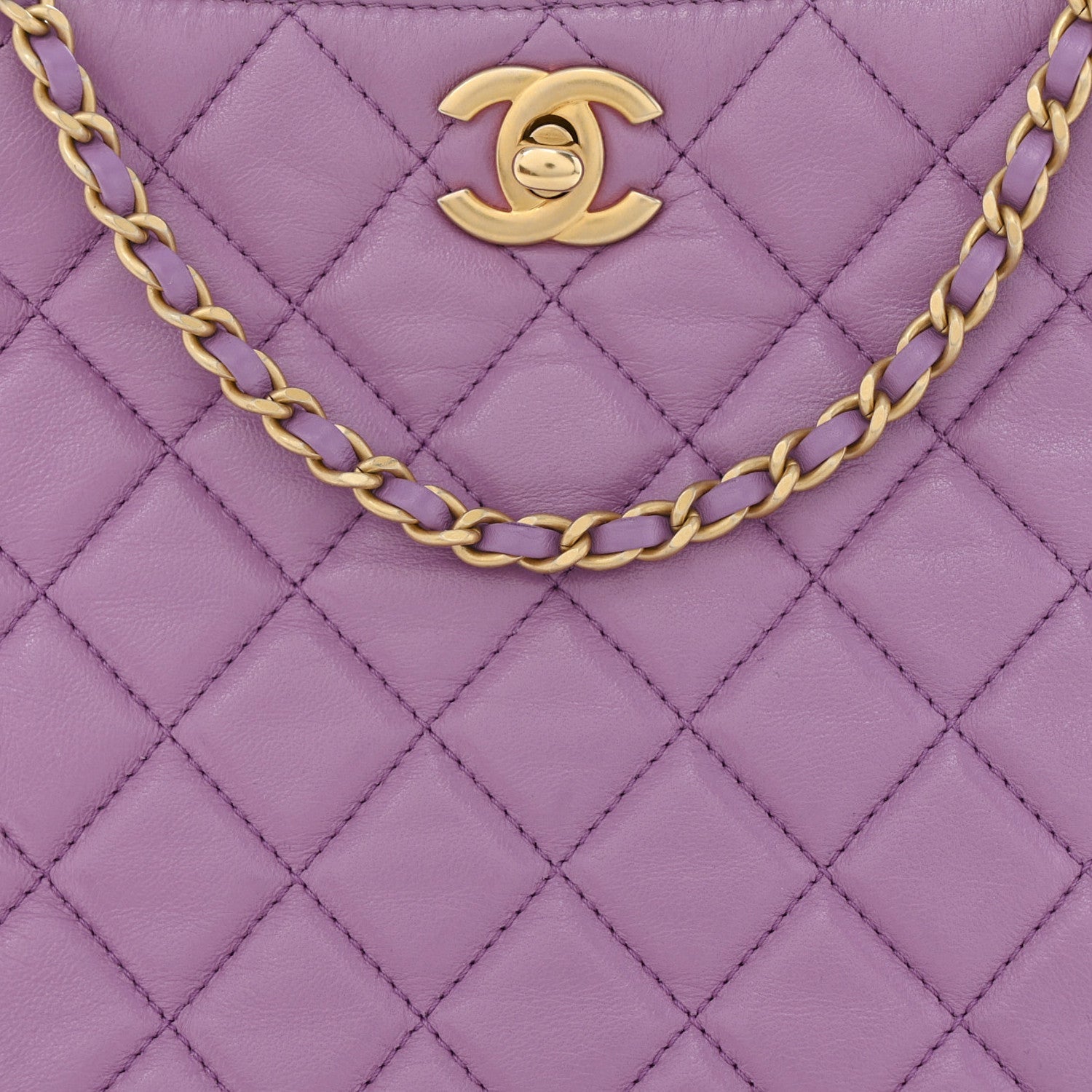 Chanel Lambskin Quilted Small Pearl Crush Hobo Purple