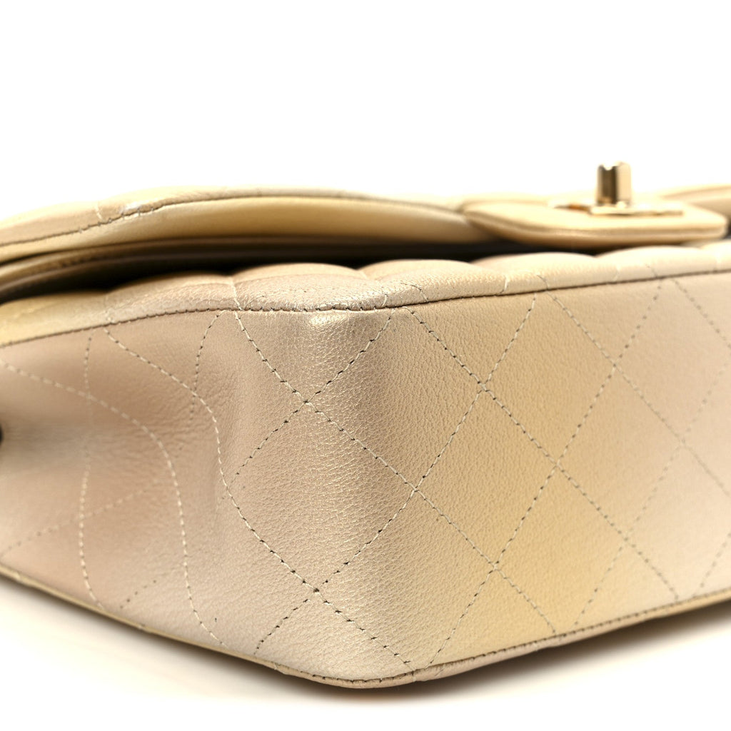Chanel Metallic Goatskin Quilted Ombre Medium Double Flap Gold