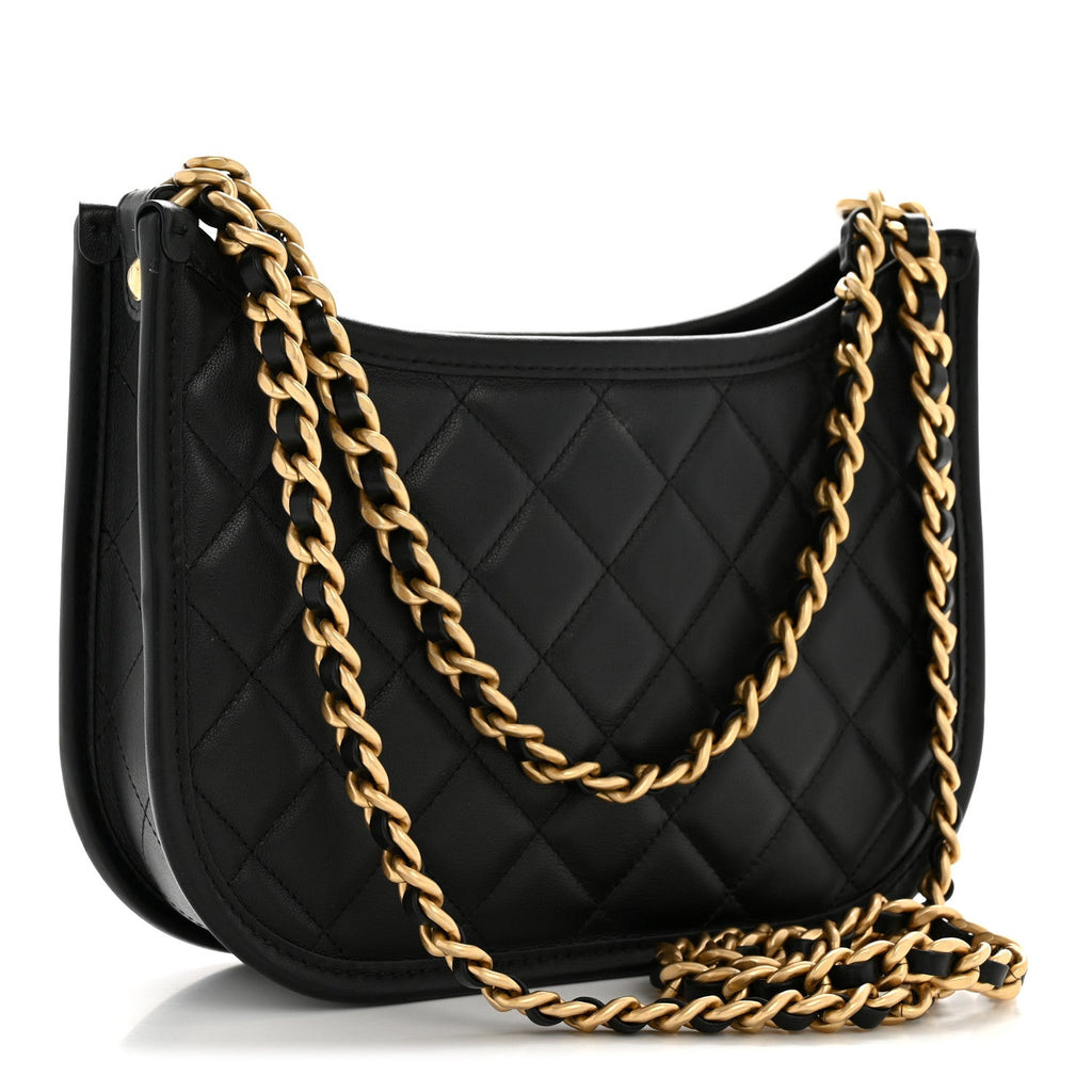 Chanel Calfskin Quilted Hobo Black