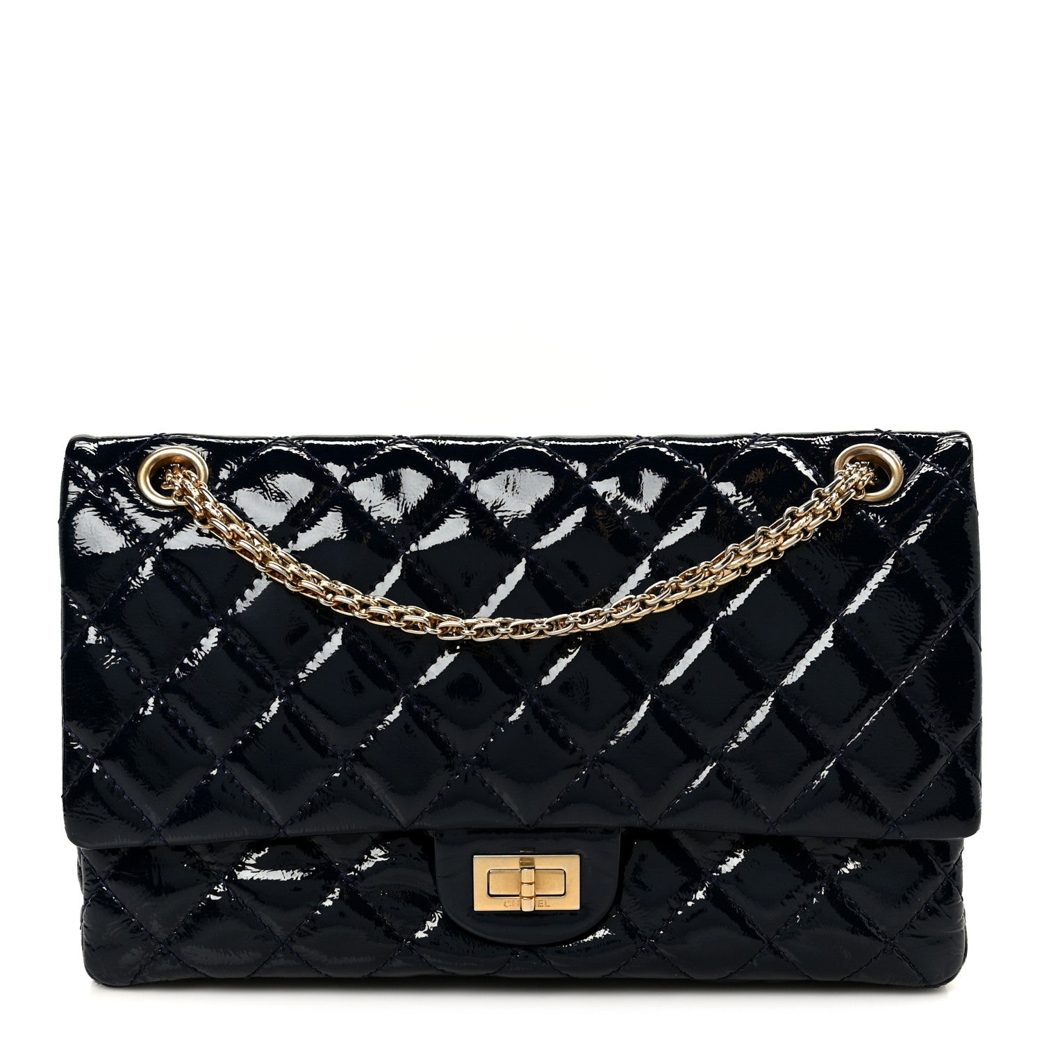 Chanel Distressed Patent Quilted 2.55 Reissue 226 Flap Blue