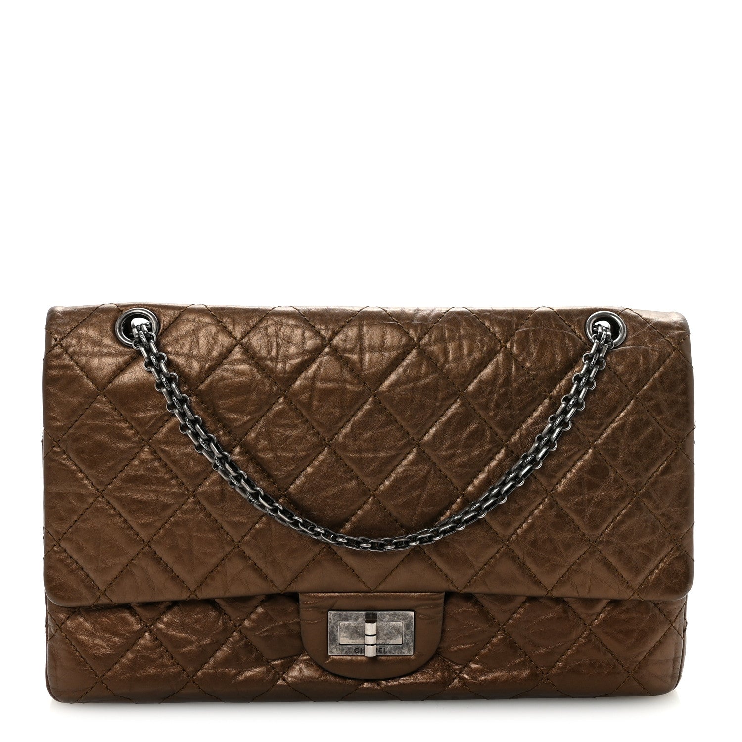 Chanel Metallic Aged Calfskin Quilted 2.55 Reissue 227 Flap Bronze