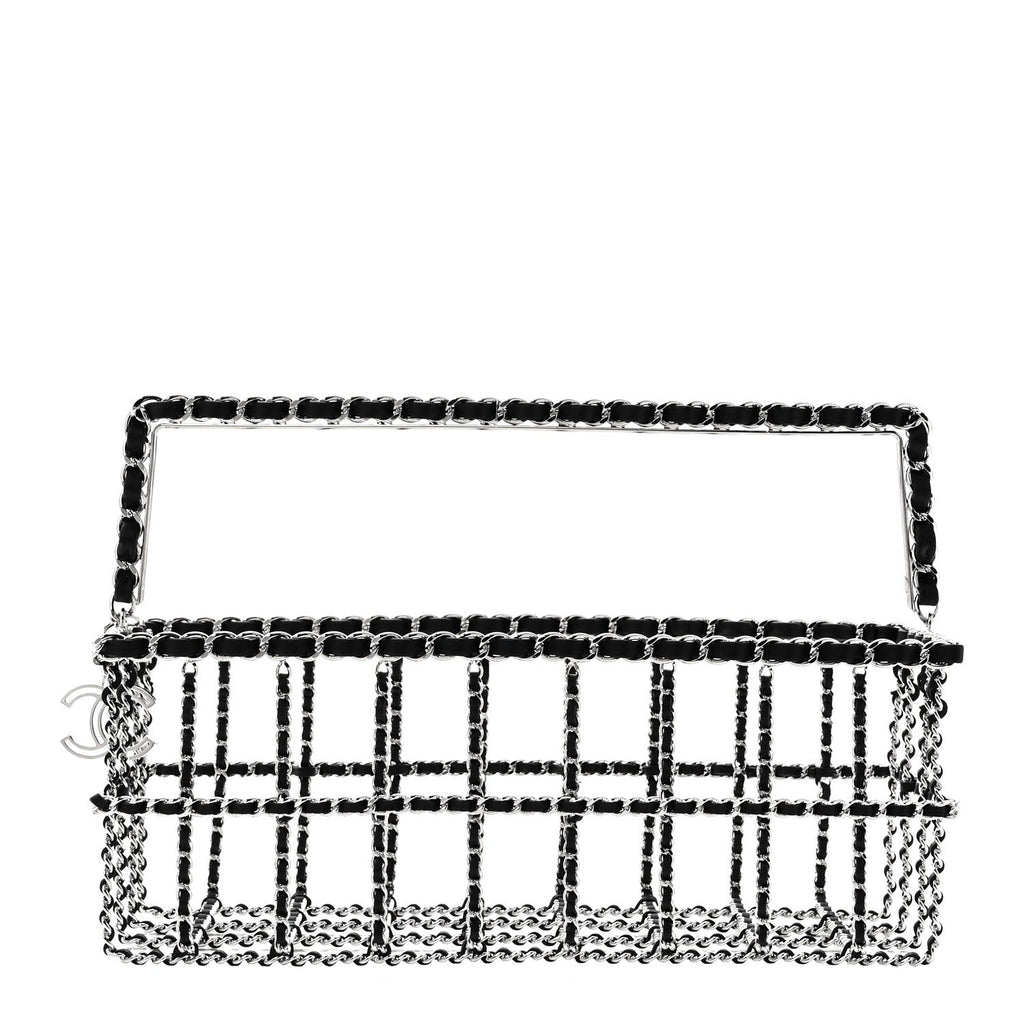 Chanel Brass Calfskin Grocery By Chanel Minaudiere Shopping Basket Silver