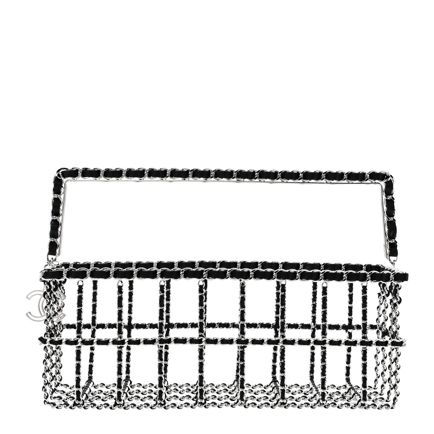 Chanel Brass Calfskin Grocery By Chanel Minaudiere Shopping Basket Silver