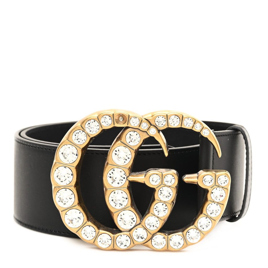 Gucci Calfskin Crystal Double G 55mm Belt 75 30 Black