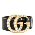 Gucci Calfskin Crystal Double G 55mm Belt 75 30 Black