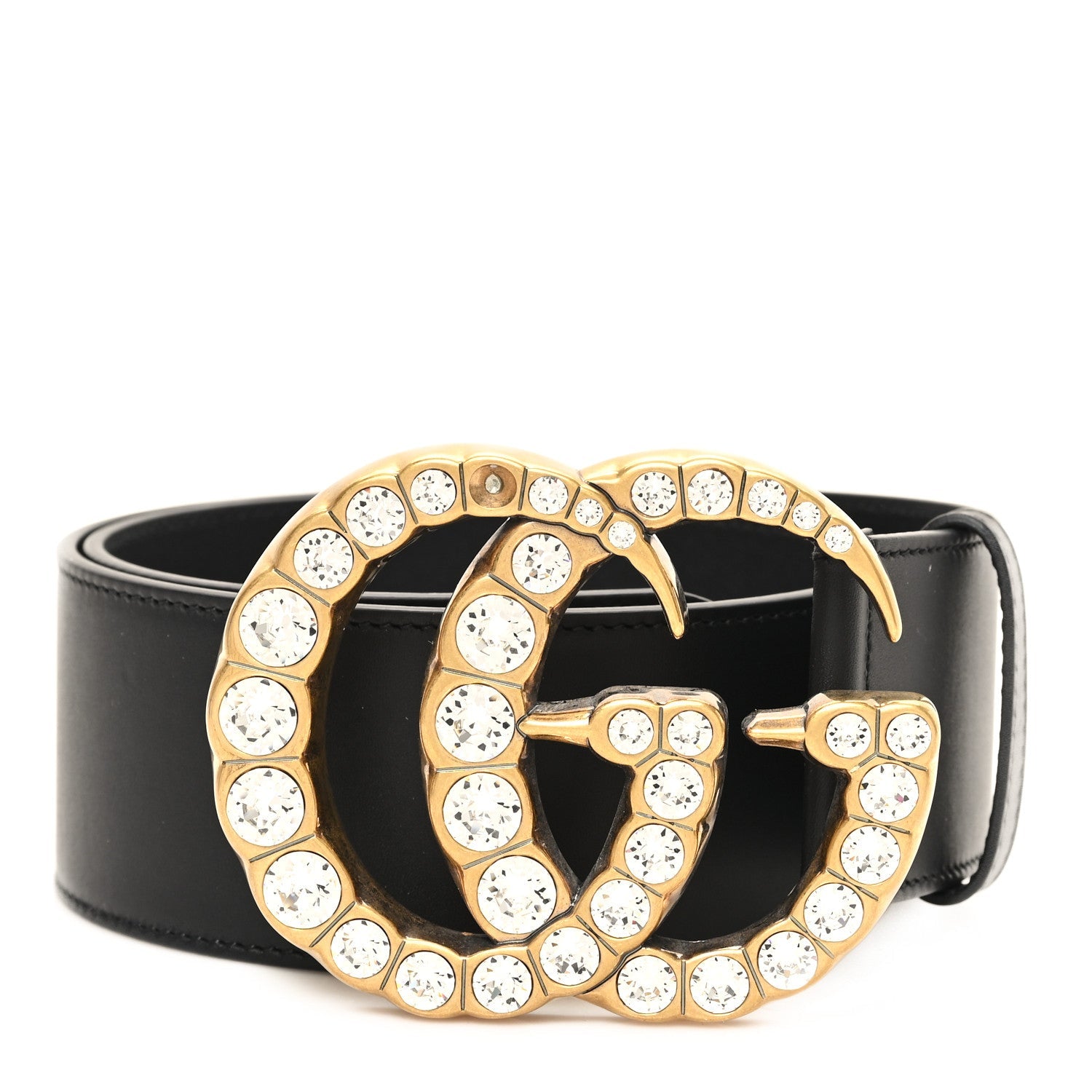 Gucci Calfskin Crystal Double G 55mm Belt 75 30 Black