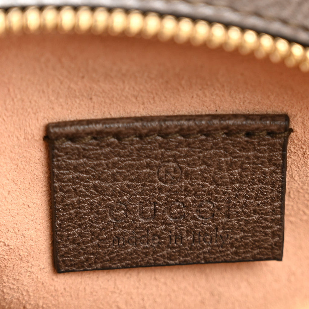 Gucci GG Supreme Monogram Web Mini Ophidia Round Shoulder Bag Brown