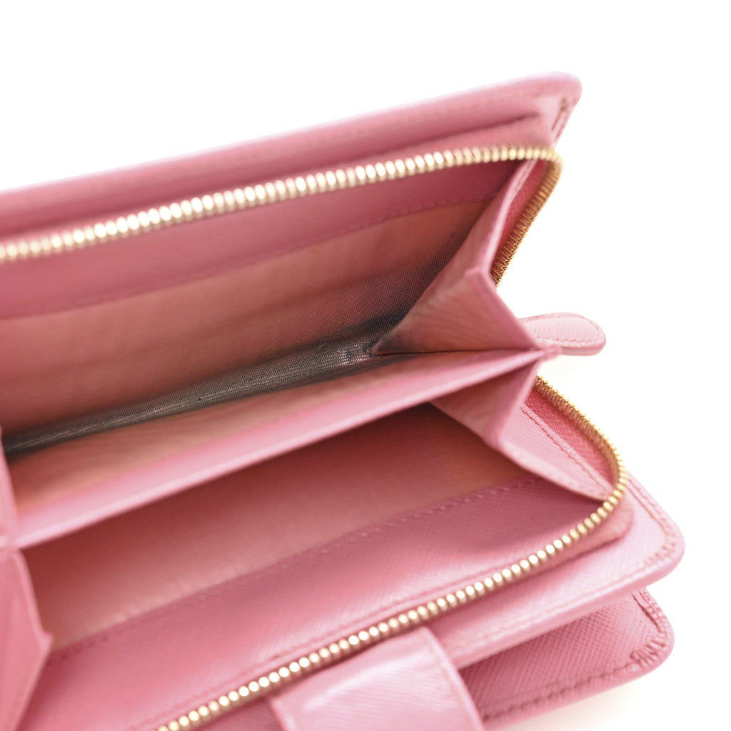 Prada Saffiano Metal Compact Wallet Geranio