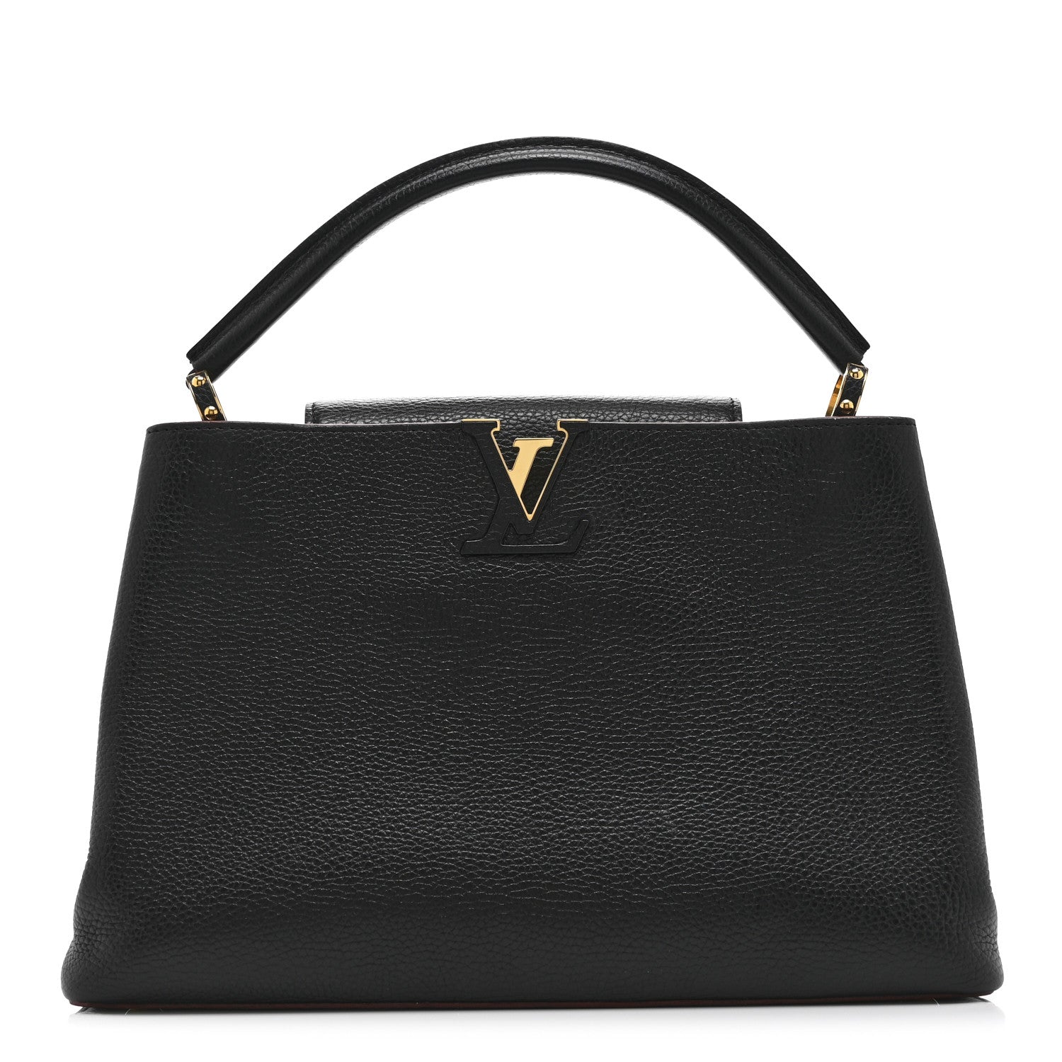 Louis Vuitton Taurillon Capucines MM Black Fuchsia